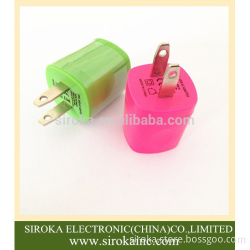With IC smart chip high power 5V 1.5A universal cell phone charger US fixed plug travel wall charger for iPhone Android phone
